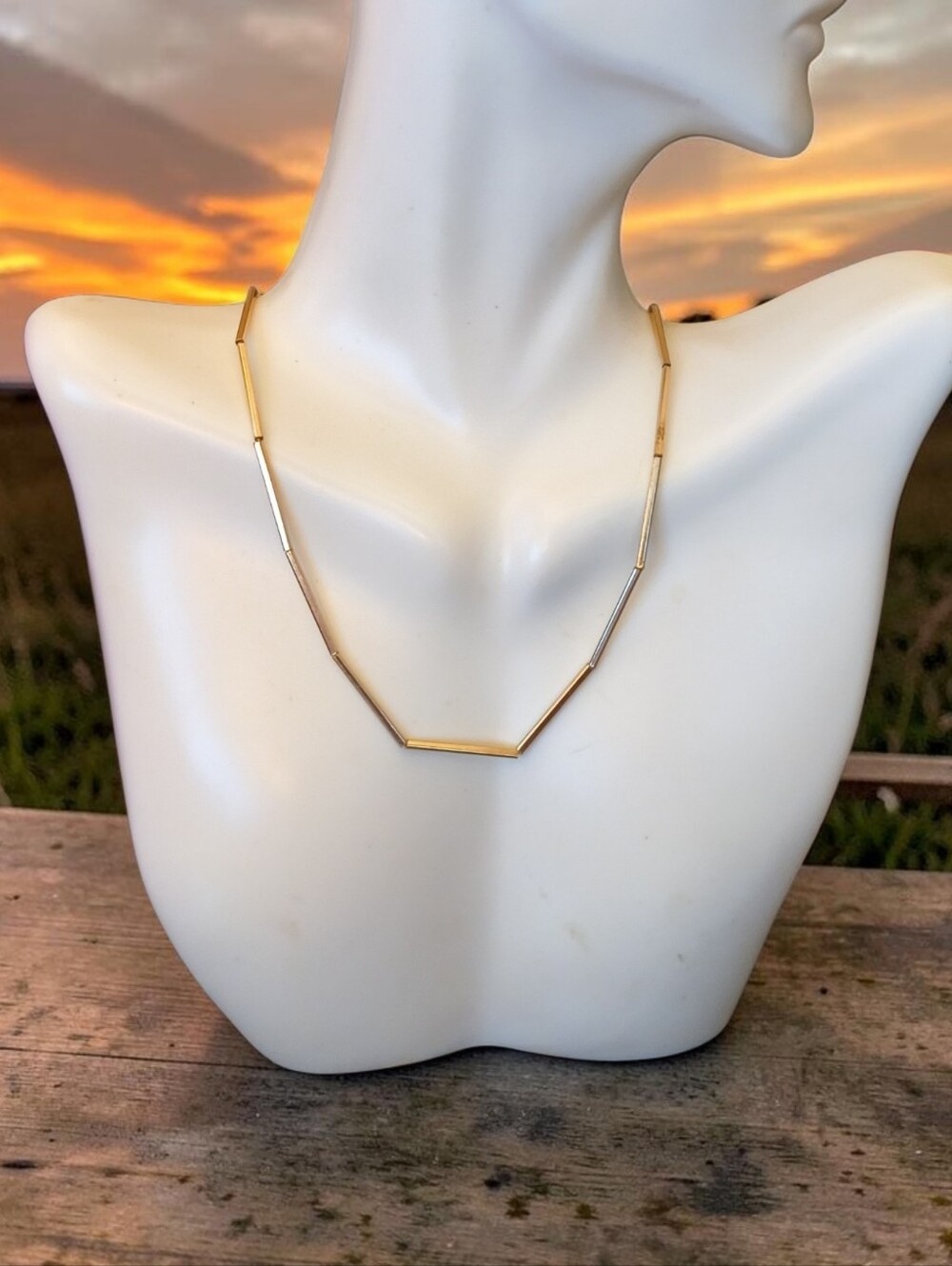Minimalist Gold Geometric Bar Necklace